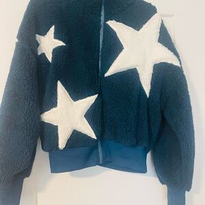 Blue Fleece Jacket with White Stars